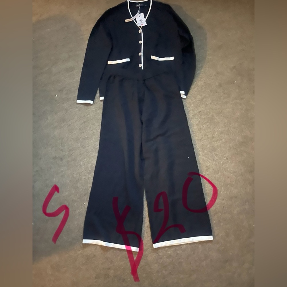 Women's Black Jumpsuit with White Trim
